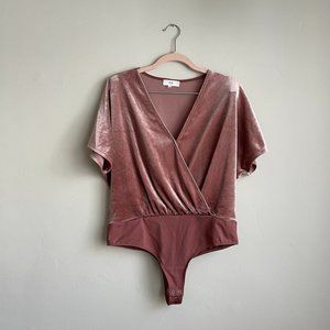 NSR / Pink Velvet Short Sleeve Bodysuit